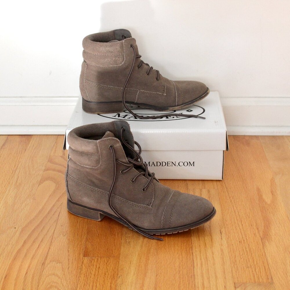 Steve Madden Women's Brown Leather Lace-Up Boots